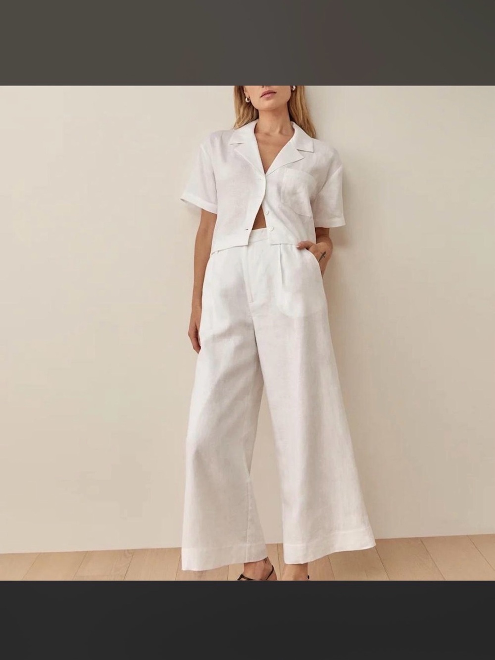 Reformation White Wide-Leg Palazzo Linen Pants Size 4